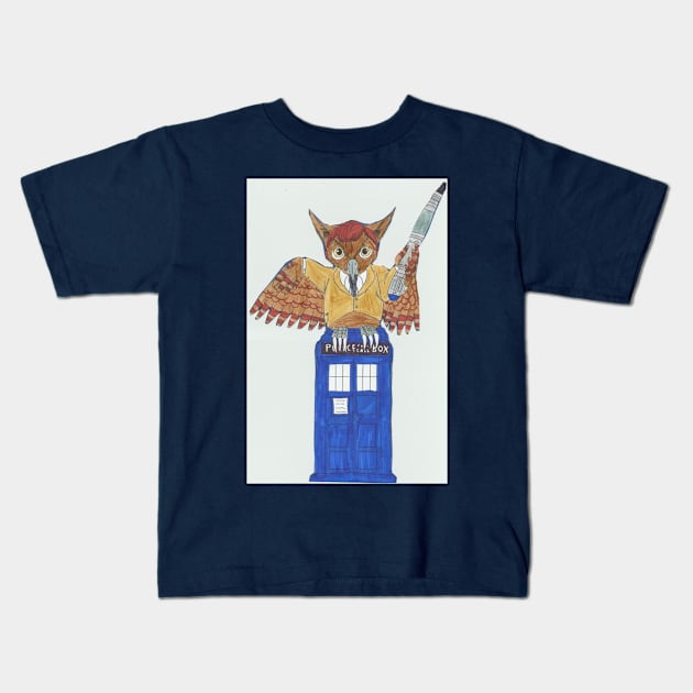 Dr.Who whoooo Wise Owl Kids T-Shirt by RabbitQueen